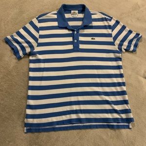 Blue and White Striped LaCoste Polo